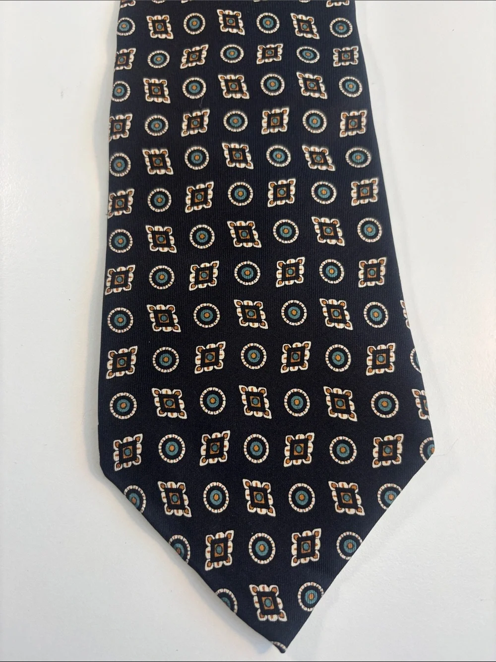 Classic Navy Geometric Silk Tie - Refined Pattern -603sku